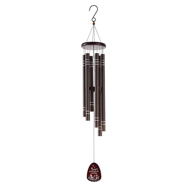 1067 mm Deep Tone Wind Chimes with 6-Tubes, Large Memorial Wind Chimes for Anniversary, Outdoor Decor, Dark Brown
