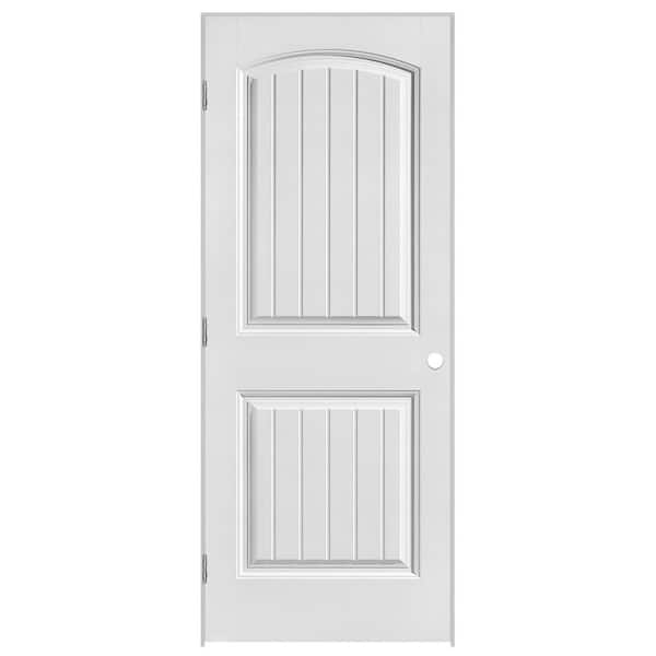 Masonite 32 in. x 80 in. 2 Panel Right-Handed Primed Composite Hollow Core Single Prehung Interior Door 4-9/16 in. Flat Jamb