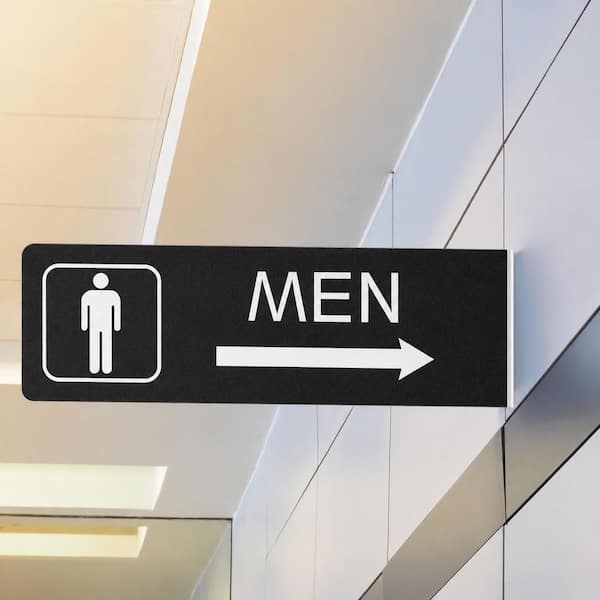 LAIFUCAM 2 Pack Double-Sided Black Aluminum Restroom Signs with