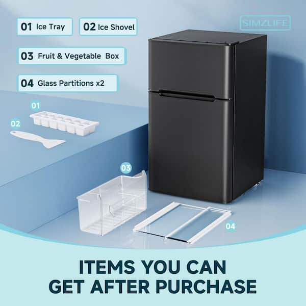 19 in. 3.2 cu. ft. Mini Refrigerator in Black with Reversible Door, 3D Cooling and Removable Shelves