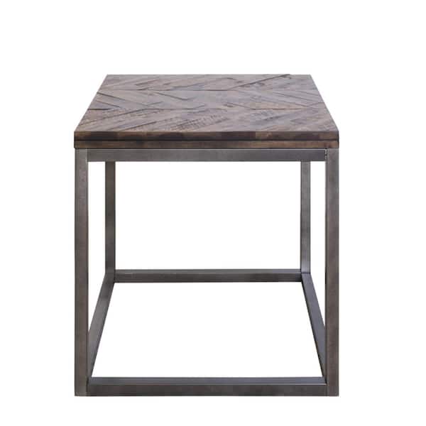 Steve Silver Lorenza Nickel Herringbone Pattern End Table
