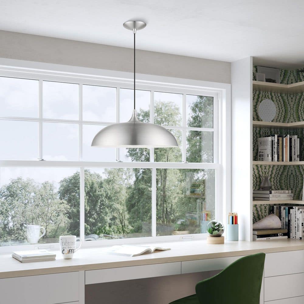 Amador Brushed Aluminum & Polished Chrome 18" Indoor/Outdoor Pendant Light
