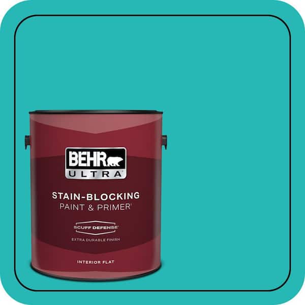 BEHR ULTRA 1 gal. #MQ4-21 Caicos Turquoise Extra Durable Flat Interior Paint & Primer