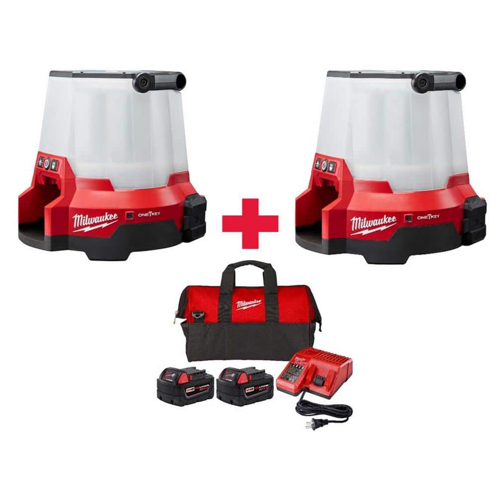 Milwaukee M18 ONE-KEY 18-Volt 4400-Lumen RADIUS LED Cordless Compact Site  Light (2-Tool) W/ Free (2)5.0Ah Batteries  Charger  2146-20-2146-20-48-59-1852P The Home Depot