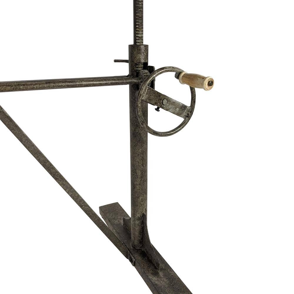 Gray Adjustable Height Standing Desk with Wood Top