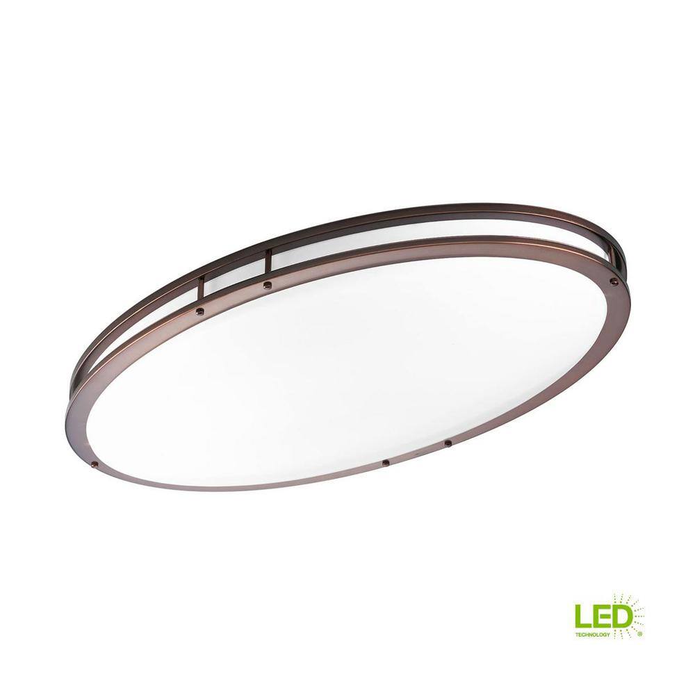 Urban Bronze Oval LED Flush Mount with White Acrylic Diffuser
