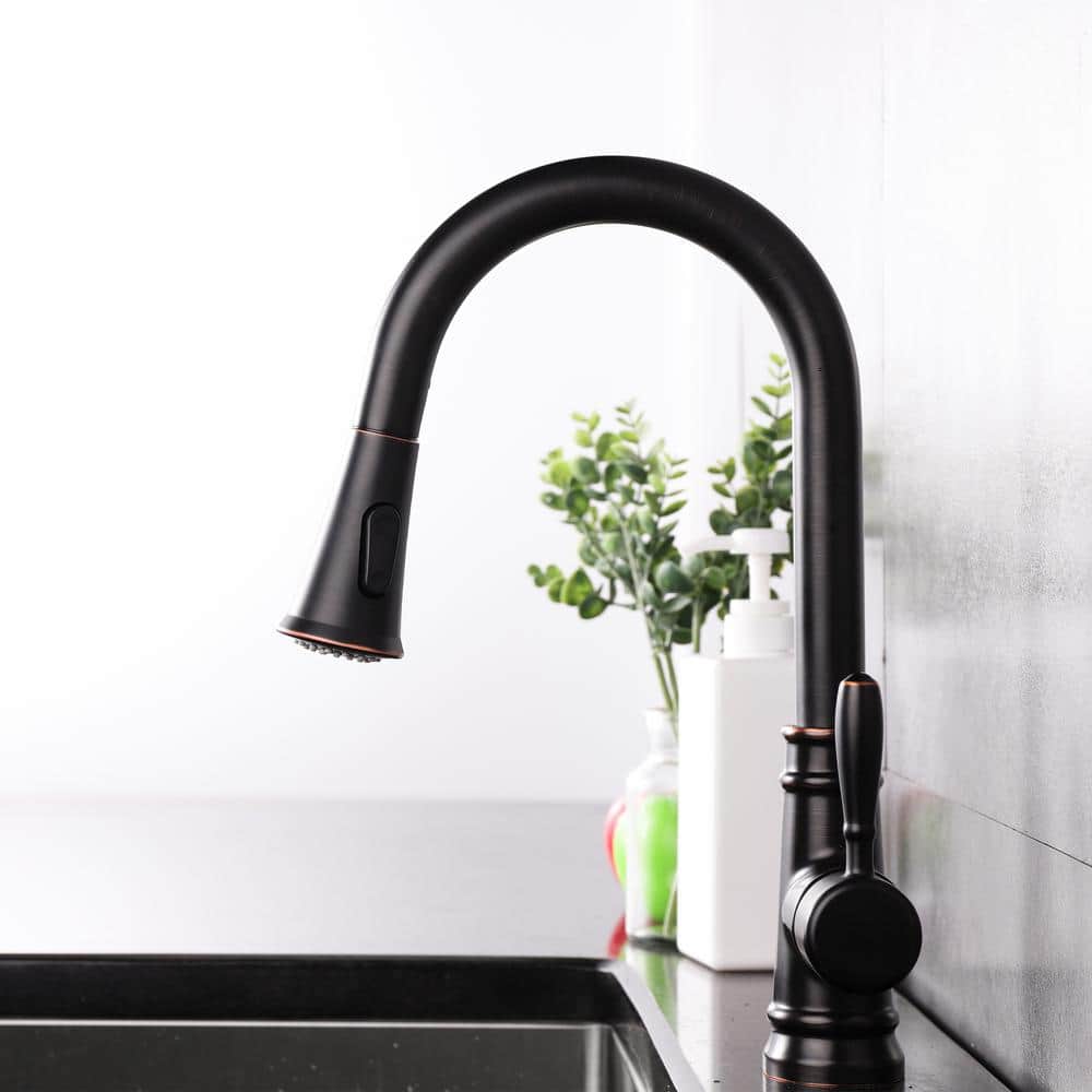 Oil Rubbed Bronze Pull-Out Kitchen Faucet with Spray