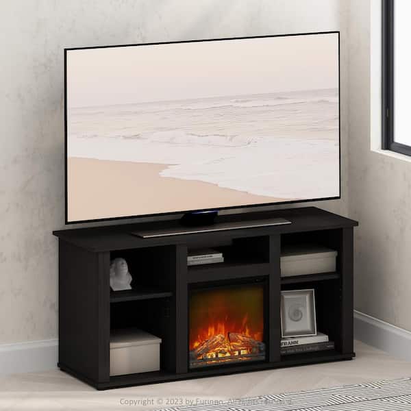 Furinno Jensen Americano TV Stand Entertainment Center Fits TV's up to 55 in. with No Heat Decorative Electric Fireplace