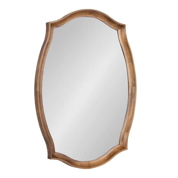 Kate and Laurel Hatherleig 24 in. W. x 34 in. H Wood Rustic Brown Scalloped Transitional Framed Decorative Wall Mirror