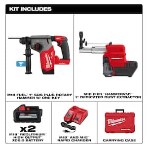 M18 FUEL ONE-KEY 18V Lithium-Ion Brushless Cordless 1 in. SDS-Plus Rotary Hammer W/Dust Extractor Kit