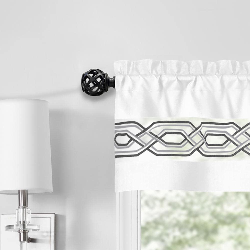 Buono II Black Adjustable Decorative Curtain Rod with Finial 28-48"