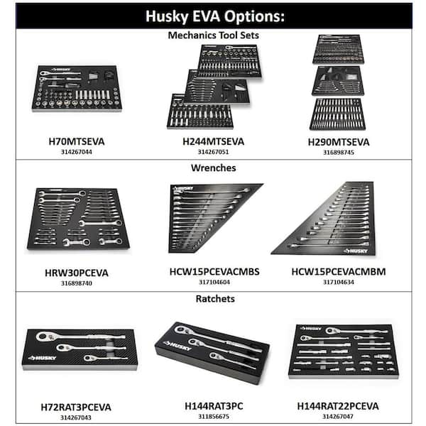 Husky 1/4 in., 3/8 in. and 1/2 in. 144-Position Ratchet and Accessory Set in EVA (22-Piece)