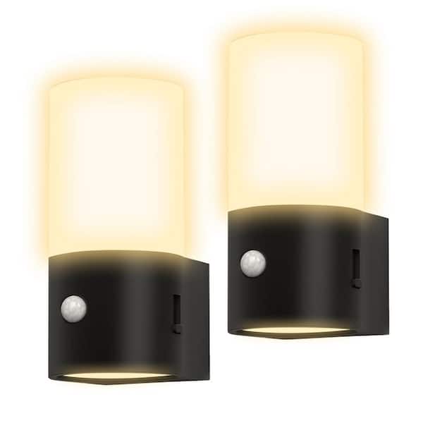 YANSUN LED Motion Sensor Night Light Plug in 2-Pack, 100LM Dimmable, 3000K Soft White, Auto On/Off for Hallway, Bedroom