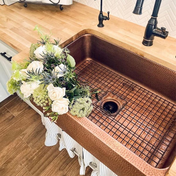 Lange Farmhouse Apron Front Pure Copper Sink 32 in. Single Bowl Kitchen Sink in Antique Copper Lange Farmhouse Apron Front Pure Copper Sink 32 in. Single Bowl Kitchen Sink in Antique Copper