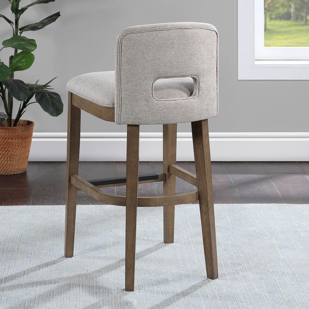 Chestnut Brown and White Upholstered Wood Bar Stool