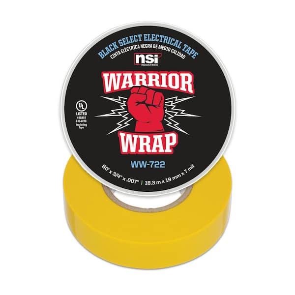 Unbranded WarriorWrap Select 3/4 in. x 60 ft. 7 mil Vinyl Electrical Tape, Yellow