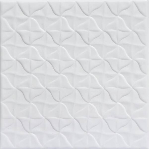 A La Maison Ceilings Granny's Pinwheel Quilt Ultra-Pure White 1.6 ft. x 1.6 ft. Decorative Foam Glue Up Ceiling Tile (21.6 sq. ft./case)