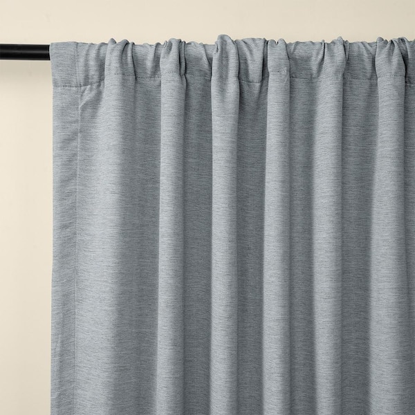 Gulf Blue Textured Bellino Room Darkening Curtains-50 in. W x 108 in.L Rod pocket with Back Tabs Single Window Panel