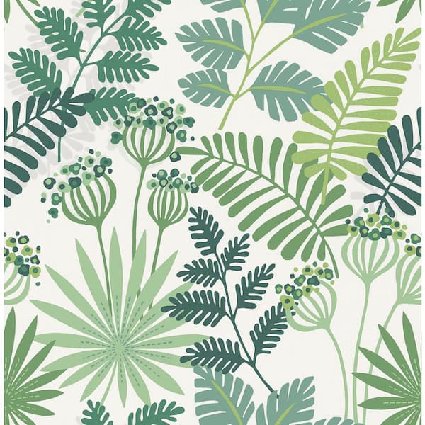 A-Street Prints Praslin Green Botanical Fabric Non-Pasted Matte Wallpaper