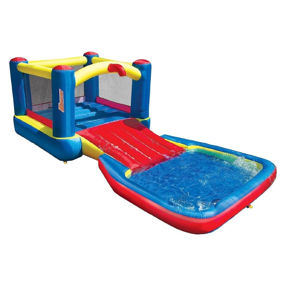 BANZAI Bounce N Splash Multi-Colored Water Park Aquatic Activity Play Center with Slide