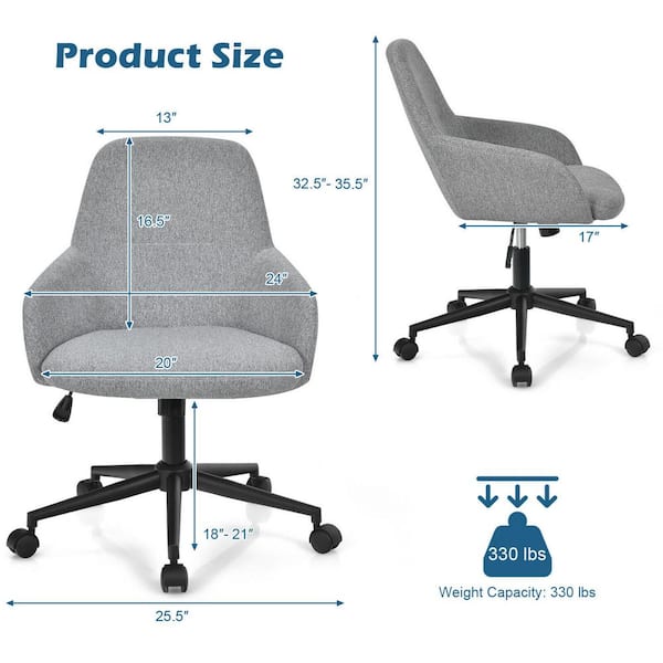 Gymax Linen Accent Office Chair Adjustable Rolling Swivel Task Chair W/Armrest