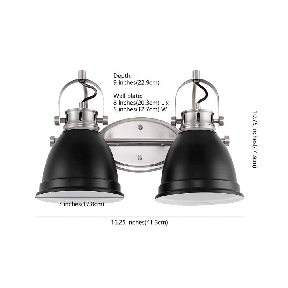Phineas 16.25" Black Satin Iron 2-Light LED Vanity