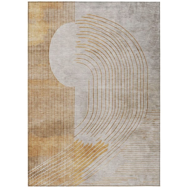 Chantille Machine Washable Indoor/Outdoor Abstract ACN2003 Gold 3 ft. x 4 ft. Area Rug