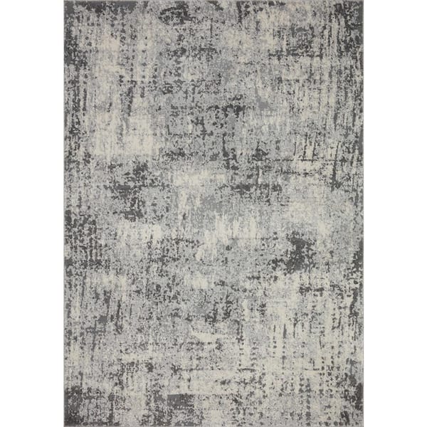 LOLOI II Austen Pebble/Charcoal 5 ft. 3 in. x 7 ft. 7 in. Modern Abstract Area Rug