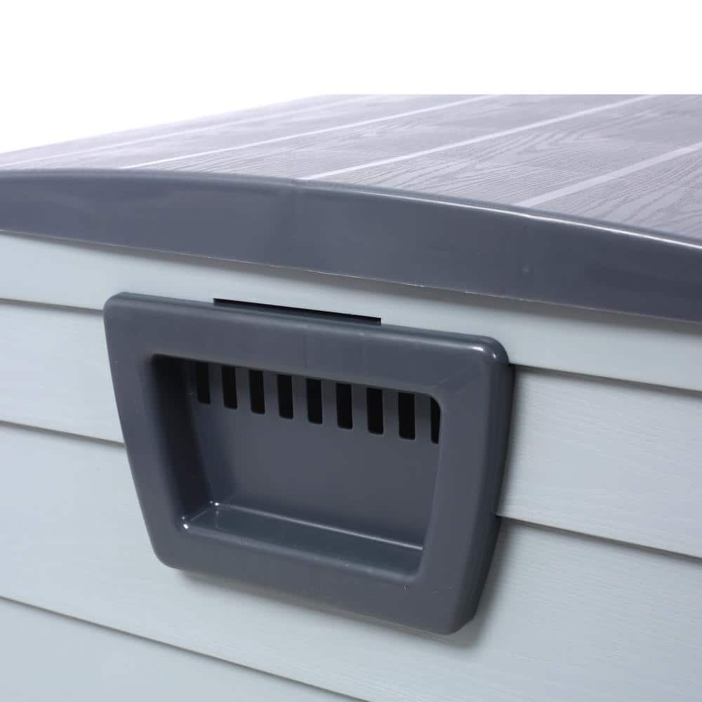 Gray 75 Gallon Plastic Deck Storage Box with Wheels