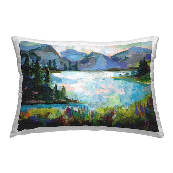 Stupell Industries Modern Forest Lake Multi-Color Rectangular Outdoor Throw Pillow