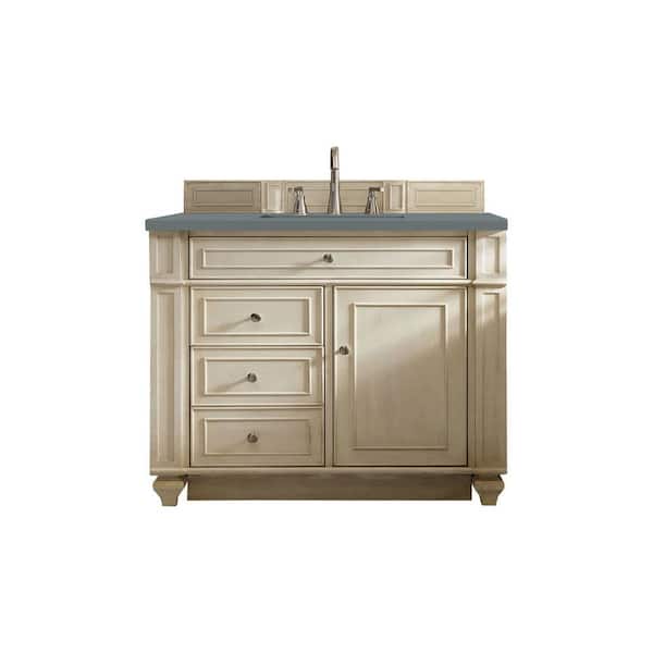James Martin Vanities Bristol 36 in. W x 23.5 in. D x 34 in. H Bathroom Vanity in Vintage Vanilla with Cala Blue Quartz Top