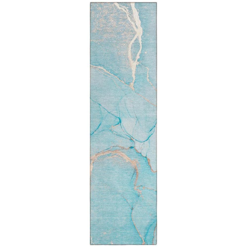 Teal 2 ft. x 8 ft. Abstract Indoor / Outdoor Area Rug price history on PriceWatchPro