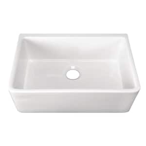 Delia Farmer Sink Fireclay 29 in. 0-Hole Single Bowl Kitchen Sink in White