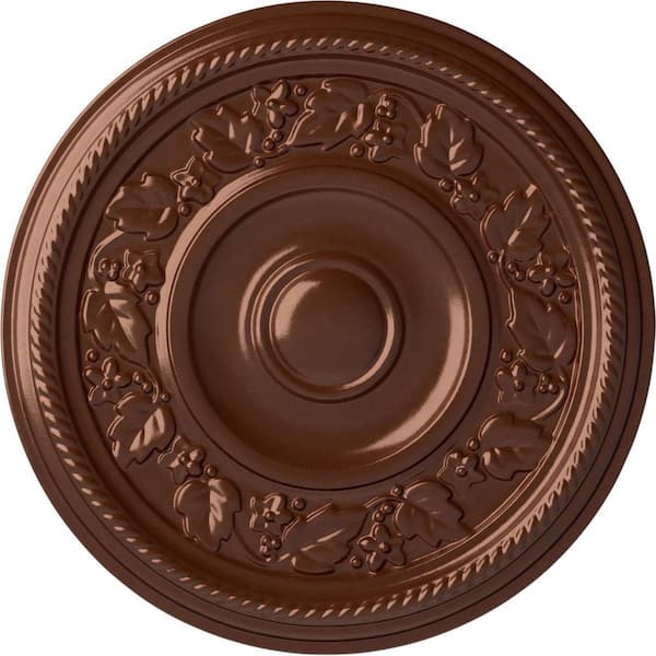 Ekena Millwork 16-1/8 in. x 3/4 in. Tyrone Urethane Ceiling Medallion (Fits Canopies upto 6-3/4 in.), Copper Penny