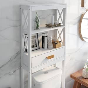 23.62 in. W x 64.96 in. H x 7.87 in. D White Over The Toilet Storage with 2 Shelves