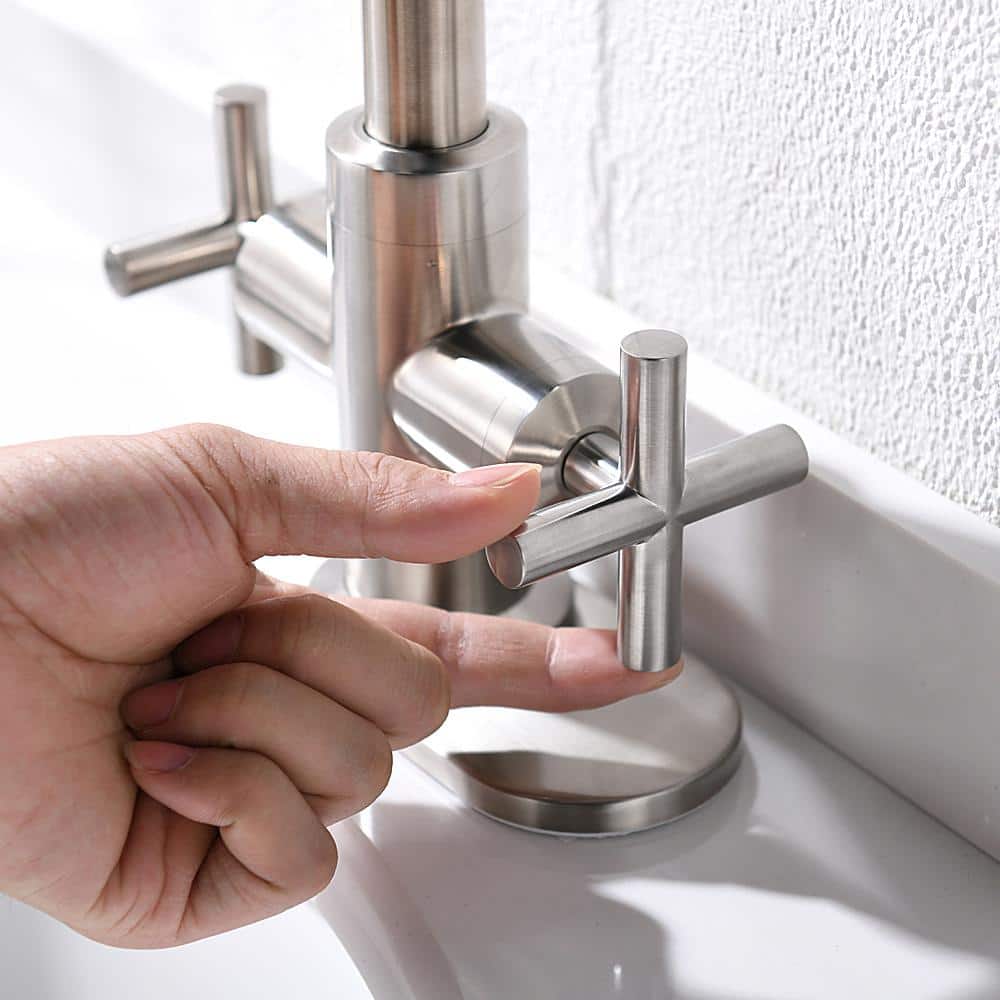 Brushed Nickel 4-Inch Centerset Bathroom Faucet with Swivel Spout