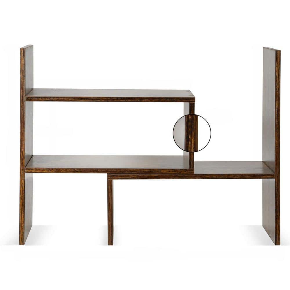 Cougar Home 14 in. Brown Expandable Wood Desktop Bookshelf