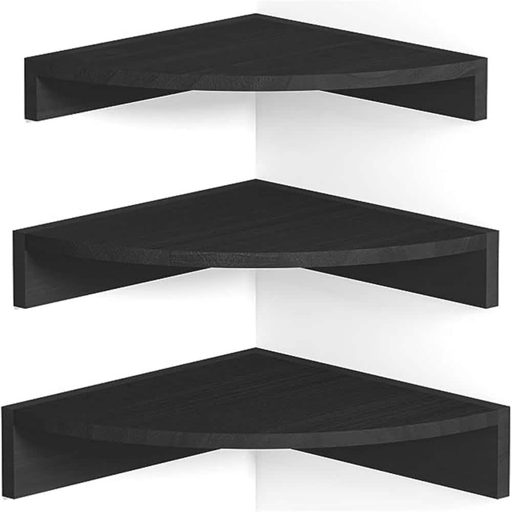 12 in. W x 12 in. D x 3.54 in. H Black Rustic Wood Corner Decorative