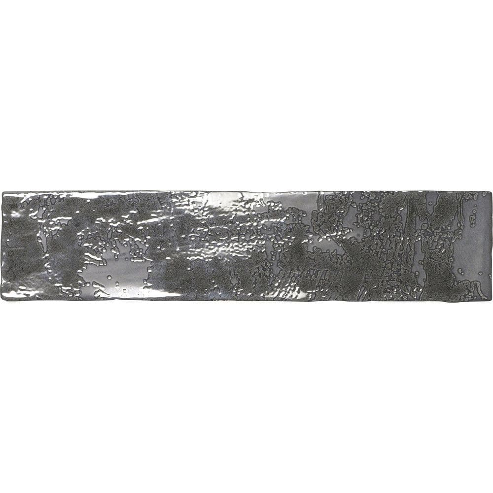 Splash Ink Black 2.94 in. x 11.88 in. Textured Look Subway Ceramic Wall Til