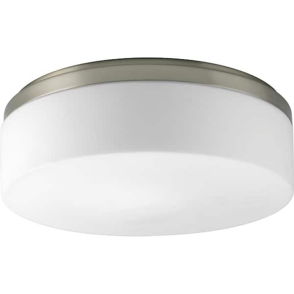 Progress Lighting Maier Collection 2-Light Brushed Nickel Flush Mount with Opal Etched Glass