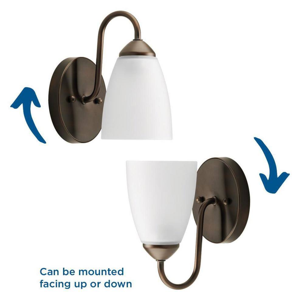 Brushed Nickel 9" Direct Wired Bath Light with Etched Glass Shade