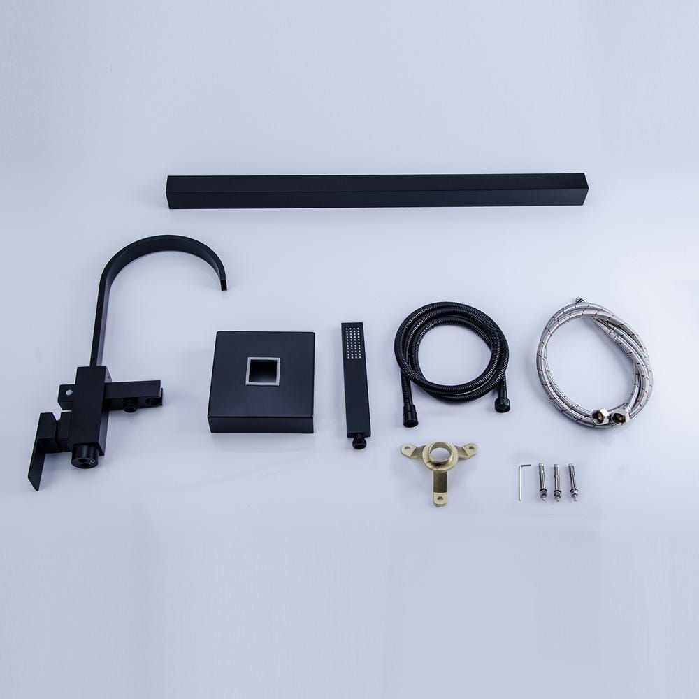 Matte Black Freestanding Tub Faucet with Hand Shower