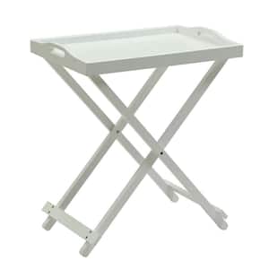 Designs2Go 22 in. White Standard Rectangle Wood Folding Tray End Table