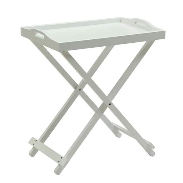 Convenience Concepts Designs2Go 22 in. White Standard Rectangle Wood Folding Tray End Table