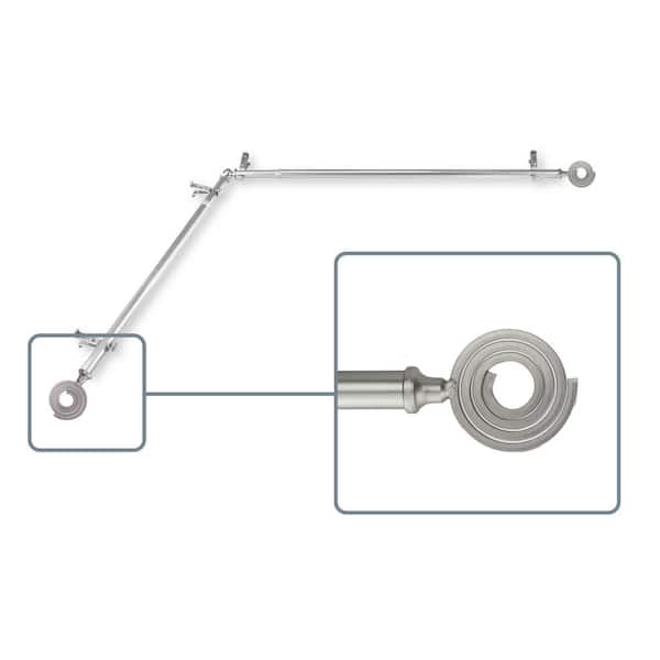 Unbranded 28 in. to 48 in. Adjustable 13/16 in. Corner Window Curtain Rod in Satin Nickel with Michelle Finials