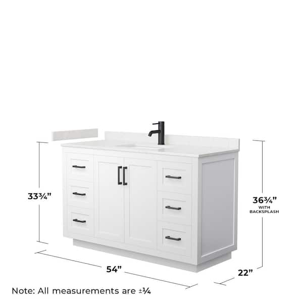 Miranda 54 in. W x 22 in. D x 33.75 in. H Single Bath Vanity in White with Carrara Cultured Marble Top