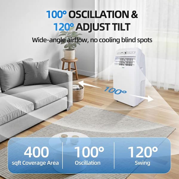 12,000 BTU (7,500 BTU DOE) Portable Air Conditioner Cools 400 sq. ft. with Heater, Dehumidifier, Speed-Control