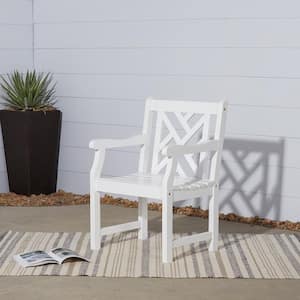 Bradley Acacia Patterned Back White Patio Armchair