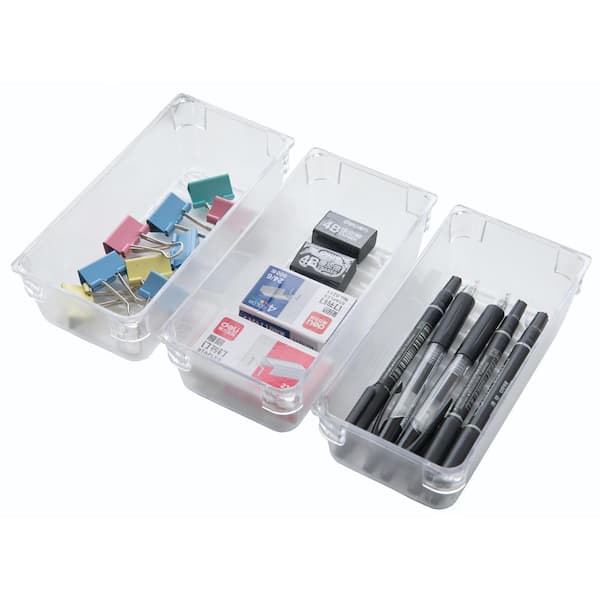 Basicwise Clear Plastic Drawer Organizers (Set of 3)