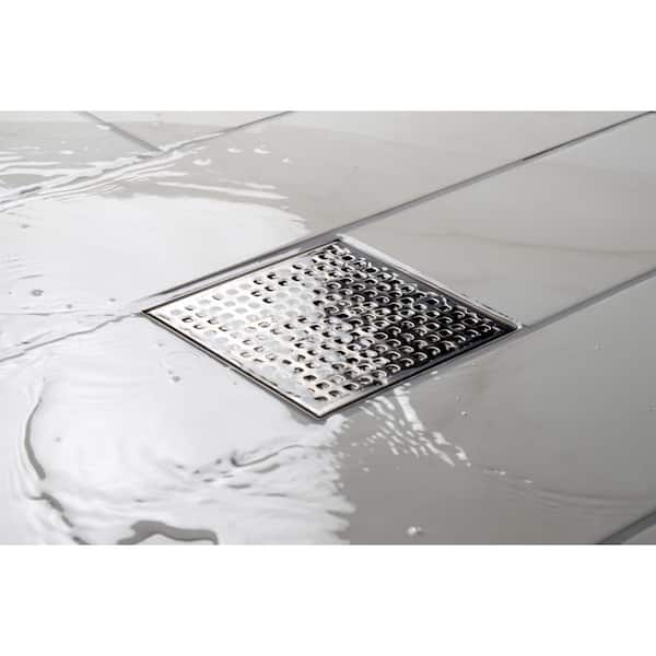 Designline 4 in. x 4 in. Stainless Steel Square Shower Drain with Square Pattern Drain Cover